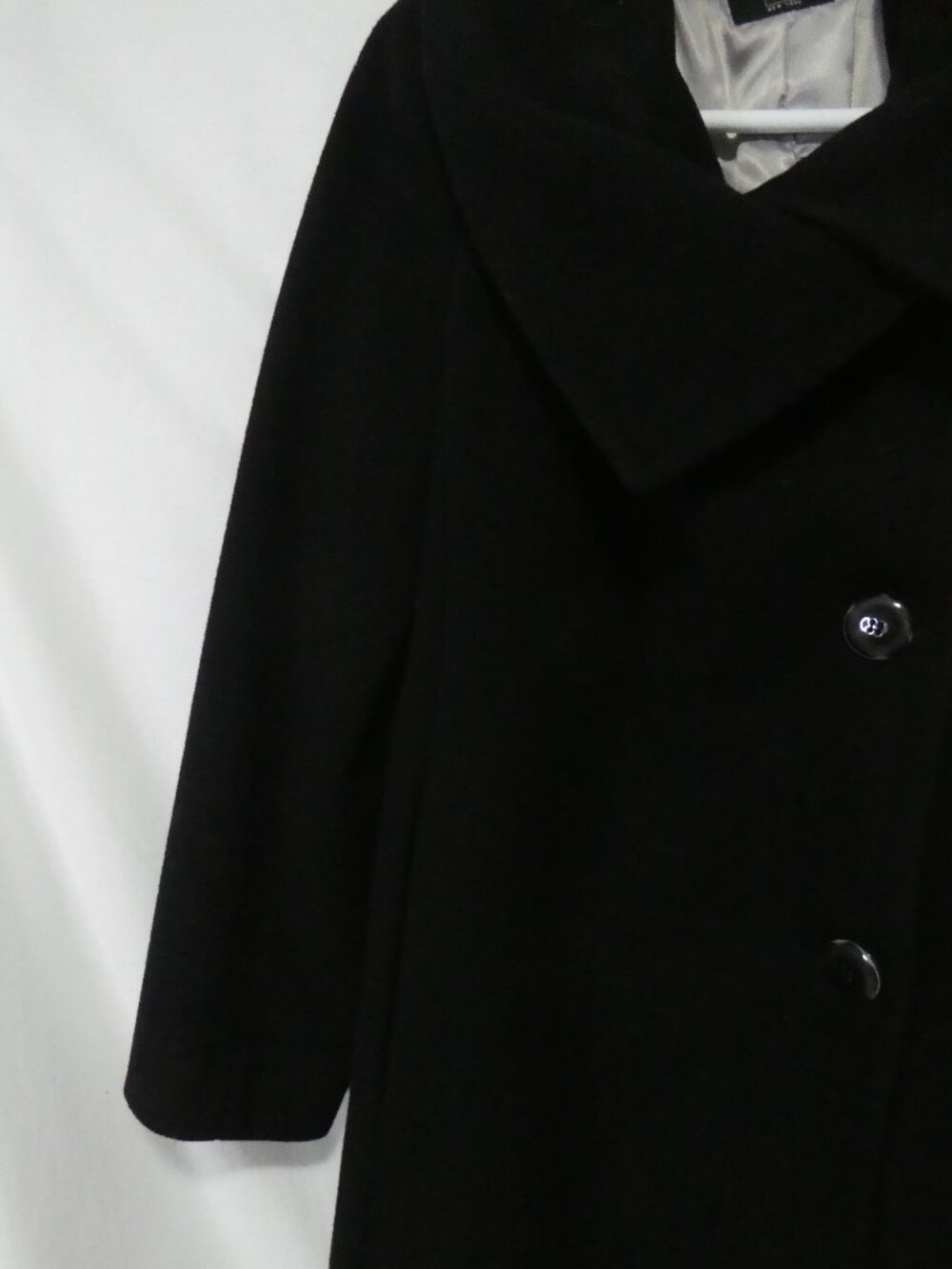 IKE BEHAR Black Wool Blend Shawl Portrait Collar Winter Overcoat Size 6 - Picture 7 of 16